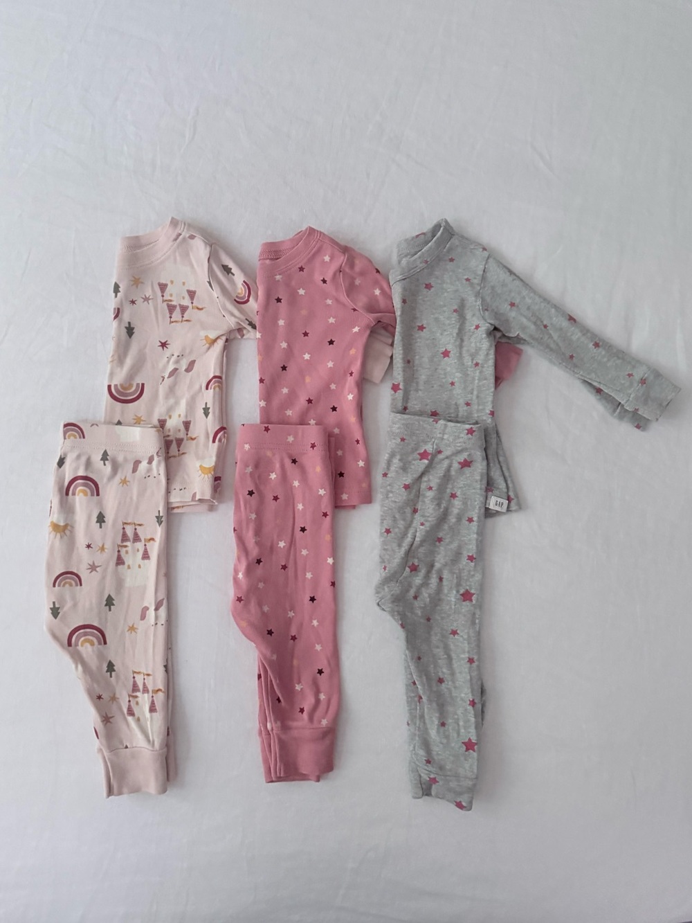 GAP Girls 3-Pack Pajama Set - Light Pink, Dusty Rose, Gray
